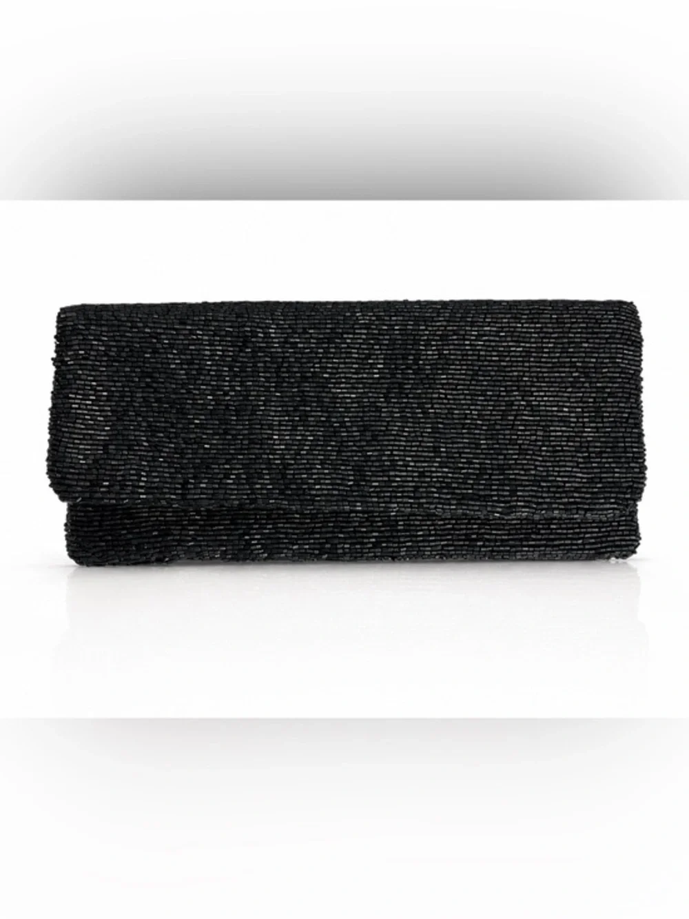 TIANA Black Beaded Evening Clutch Purse Vintage Formal Wedding Cocktail Bag